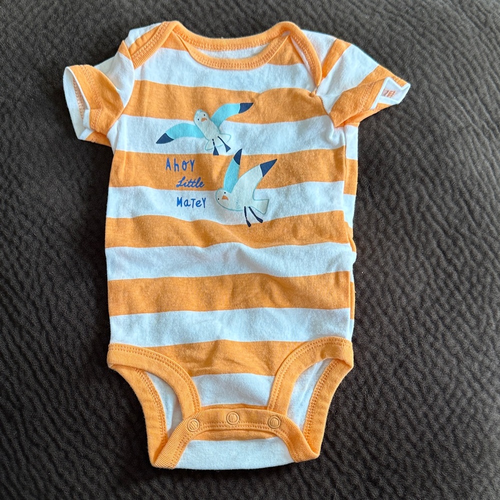 Striped Orange & White Baby One-Piece Bodysuit - Ahoy Little Matey